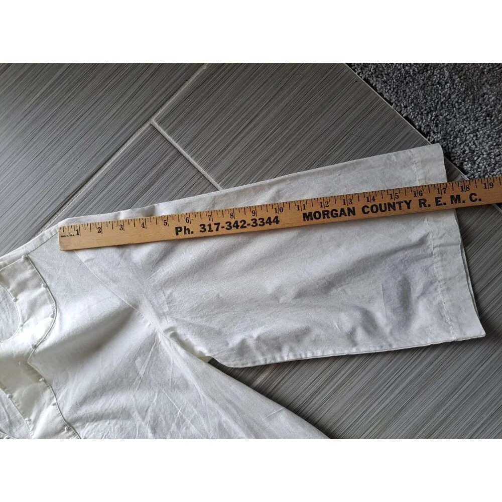 New Frances Valentine White Cotton Poplin Easy Dress  Nubs Lagenlook Pockets M - Picture 14 of 16